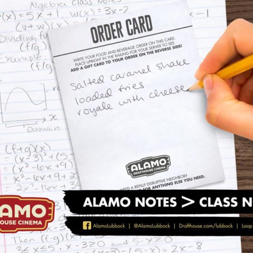 Alamo Drafthouse Cinema notes poster