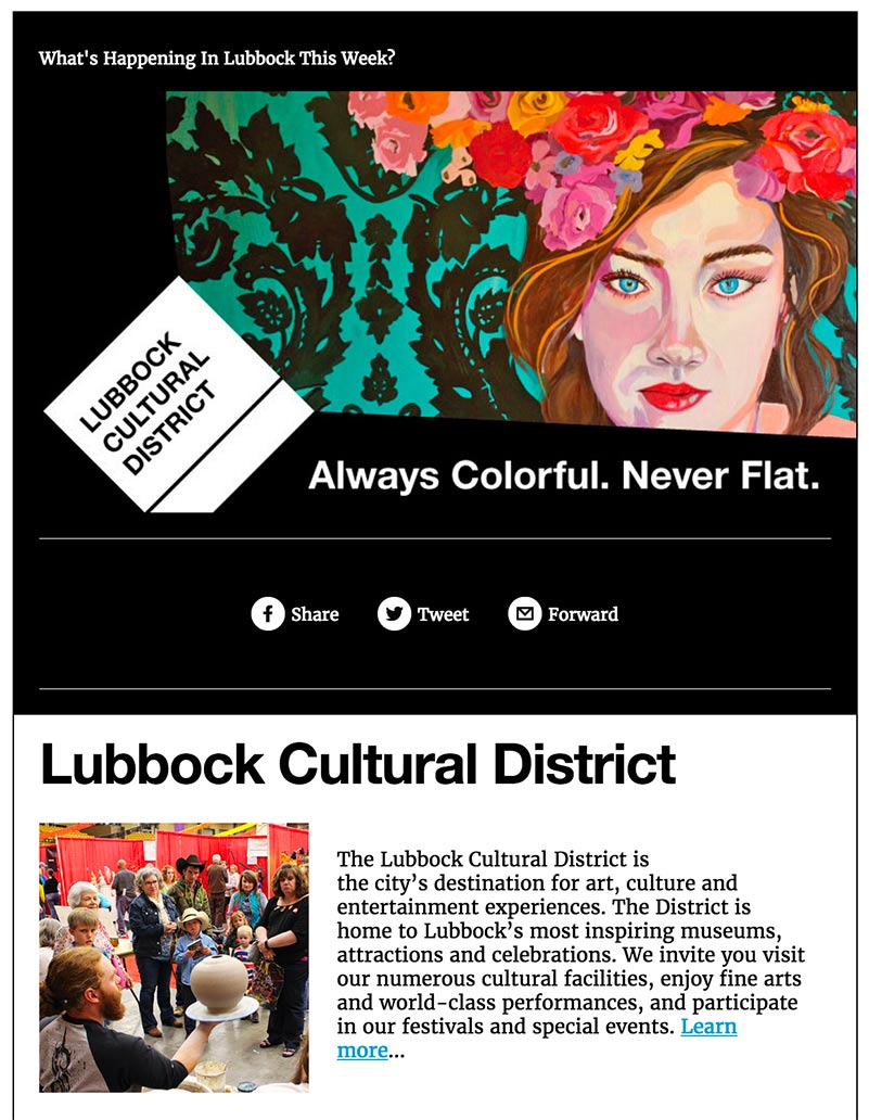 Lubbock Cultural District newsletter template
